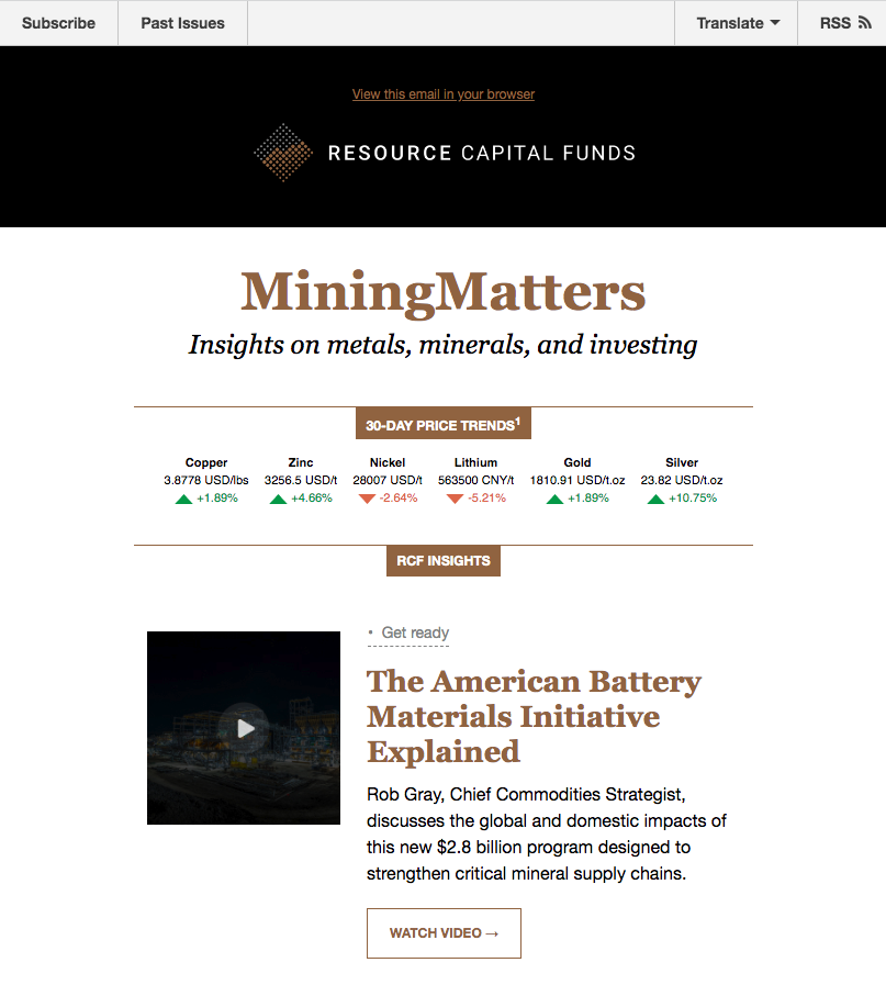 RCF Mining Matters Mining Investment Newsletter
